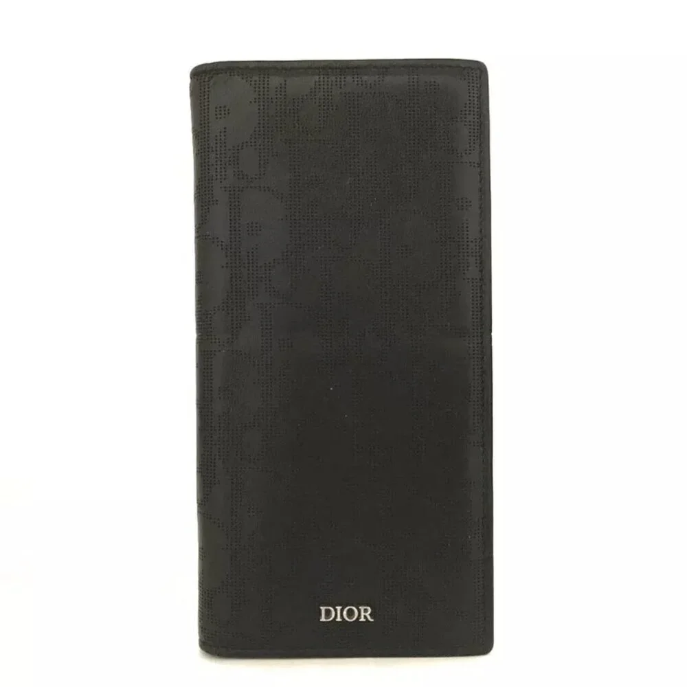 $1495 Authentic DIOR by CHRISTIAN DIOR Made in ITALY Unisex Black Leather Wallet